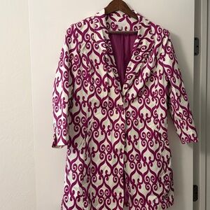 Charter Club Purple and White Trench Coat